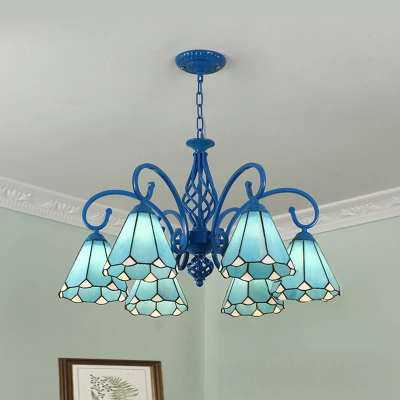 Axyaa Retro LED Chandelier Tiffany Lampshade for Home Lighting