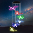 Solar Dragonfly Wind Chimes by Axyaa - Outdoor Solar Powered Lights, Gift for Her