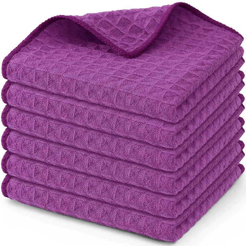 Axyaa Microfiber Waffle Kitchen Towels - Ultra Absorbent Cleaning Rags