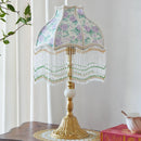 Axyaa Retro Alloy Desk Lamp with LED, Tassel Fabric Lampshade for Bedroom, Living Room, Study