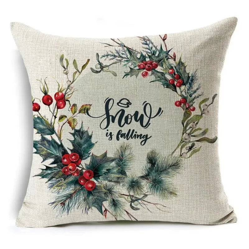 Axyaa Christmas Birds Garland Cushion Cover
