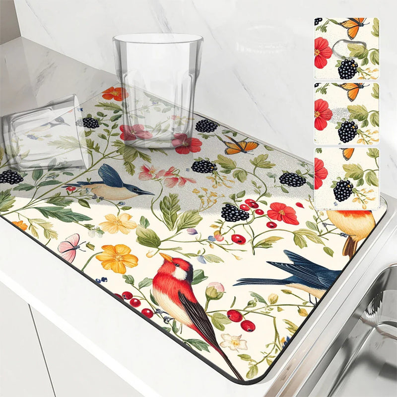 Axyaa Kitchen Absorbent Mat: Anti-skid, Quick Drain Pad for Dishes, Tableware, Bathroom.