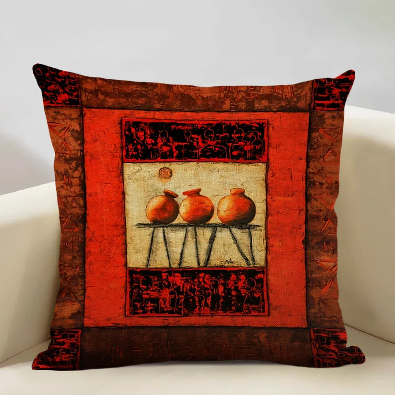 Axyaa African National Style Linen Cushion Cover 45x45cm for Sofa Decor and Artistic Home Decor