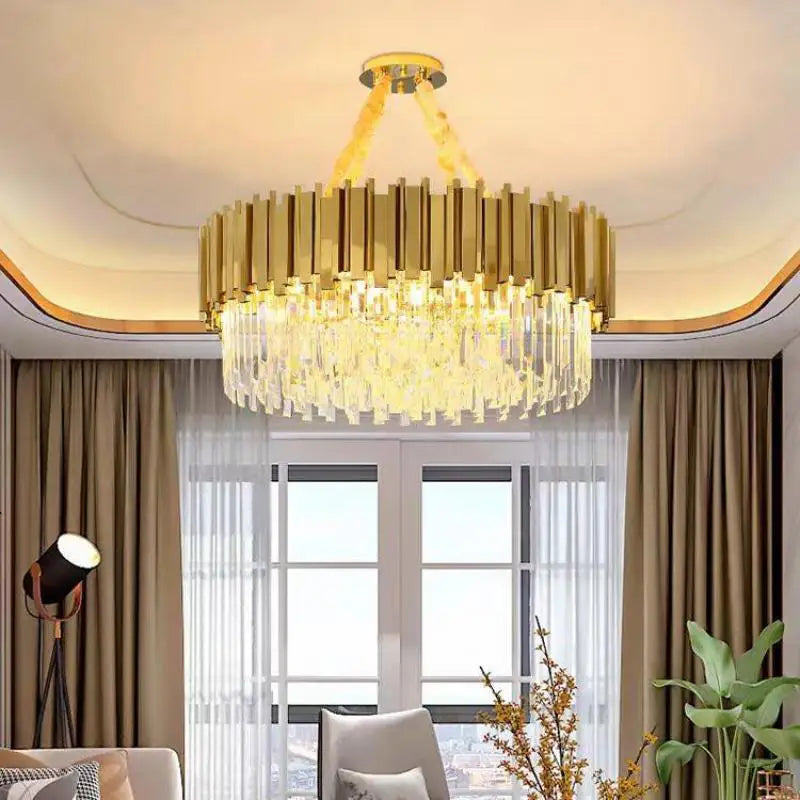 Axyaa Crystal LED Pendant Lights Gold Plating Metal Hanging Lamp