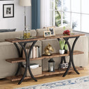 Axyaa 3 Tier Narrow Console Table with Long Sofa Entry, 70.8 Inch Storage Shelves