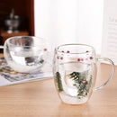 Axyaa Double Layer Glass Cup: Christmas Cup Coffee Mug Juice Milk Water Xmas Gift