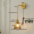 Axyaa Amber Vintage LED Wall Light Up Down Rotate Pull Chain Switch Bedside Lamp