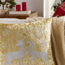 Axyaa Embroidered Gold Reindeer Snowflake Velvet Pillowcases 45x45cm Set of 2