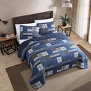 Axyaa Eastmont Navy Queen Quilt Set with Reversible Cotton Bedding & Shams