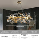 Axyaa Glass Leaf Crystal Chandelier - Elegant Luxury Lighting for Home