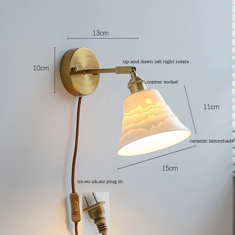 Axyaa White Ceramic Flower Wall Sconce Light for Home Indoor Lighting