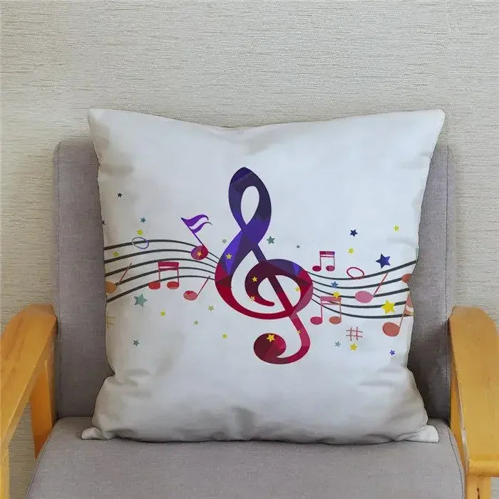Axyaa Cartoon Sheet Music Printed Cushion Cover for Bedroom and Living Room