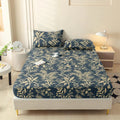 Axyaa Leaf Flower Fitted Sheet - Soft Brushed Polyester Fiber Mattress Cover