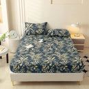 Axyaa Leaf Flower Fitted Sheet - Soft Brushed Polyester Fiber Mattress Cover