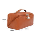 Axyaa Elegant PU Leather Cosmetic Bag: Travel Toiletry Organizer & Makeup Tote