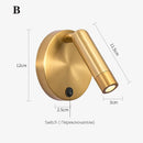 Axyaa Nordic Rotating Wall Lamp Sconce, Modern Minimalist Reading Light, 3W, Black Brass