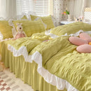 Axyaa Korean Princess Seersucker Bedding Queen Size Double Sheets Sets