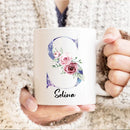 Axyaa Personalized Floral Coffee Mug with Name; Creative Tumbler Cup for Various Beverages