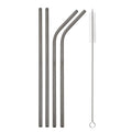 Axyaa Stainless Steel Drinking Straws Set with Cleaning Brush