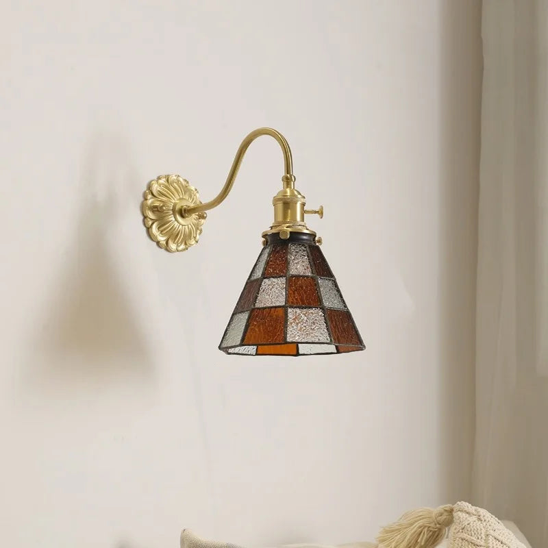 Axyaa Nordic Copper Glass LED Wall Lamp for Home Decor