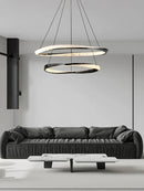 Axyaa Black Ring LED Chandelier: Modern Art Design for Living Room, Bedroom, Dining Room
