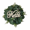 Eucalyptus Wreath with Hello Sign by Axyaa - Seasonal Front Door Decor