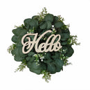 Eucalyptus Wreath with Hello Sign by Axyaa - Seasonal Front Door Decor