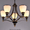 Axyaa European Oil Rubbed Bronze Chandelier with Glass Shades for Living Room & Kitchen
