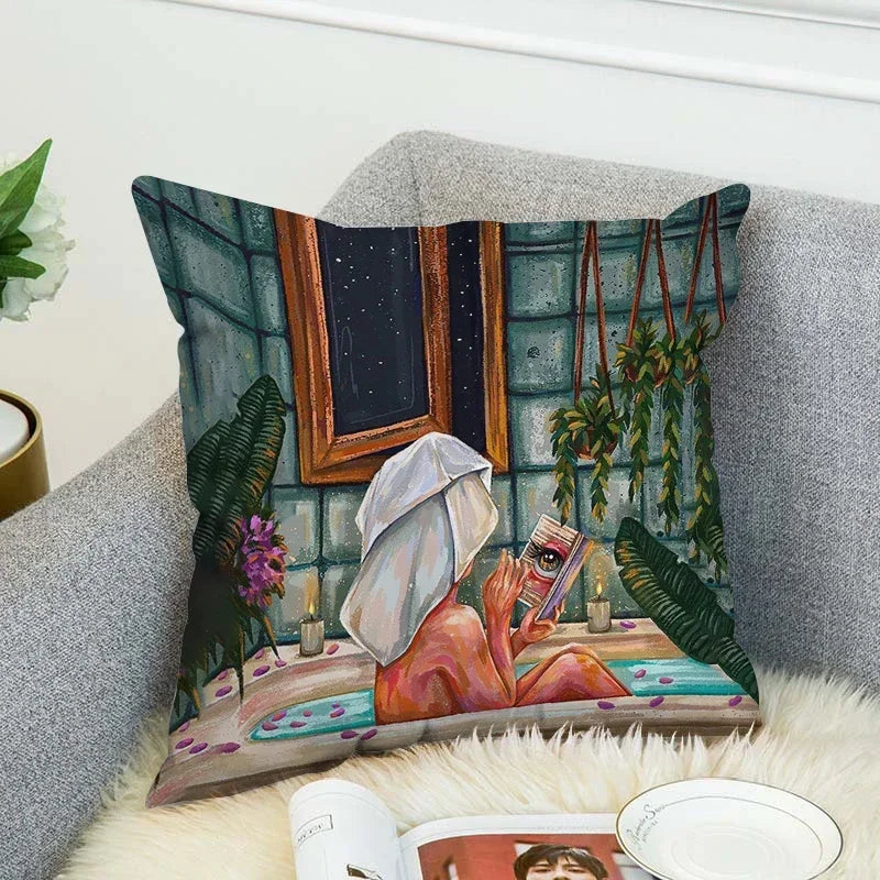 Axyaa 40x40 Jane Koluga Art Pillow Cover for Home Decor and Car Sofa Fall Theme