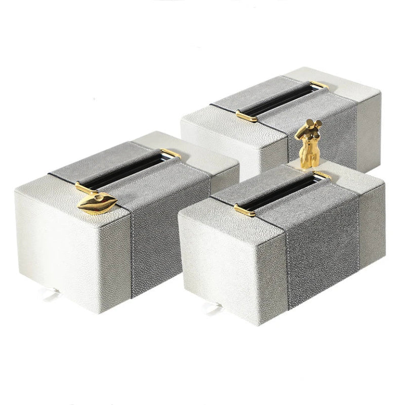 Axya Leather Desk Set: Tissue Box, Photo Frame, Jewelry Box, Ashtray, Home Decor