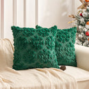 Axyaa Christmas Snowflake Embroidered Pillowcase Set | Festive Red Green Cushion Covers
