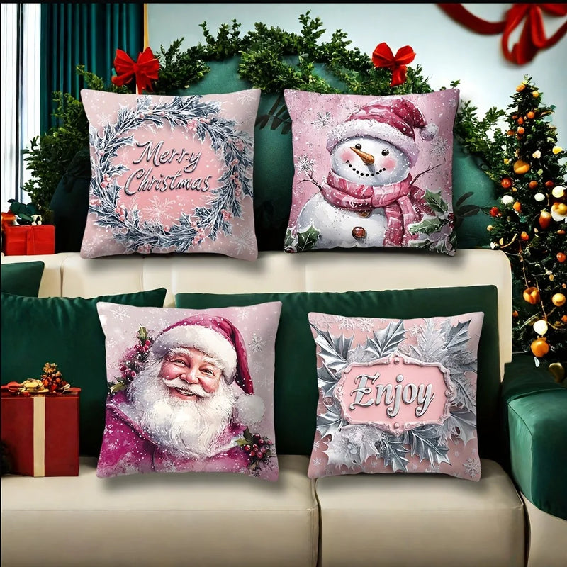 Cute Snowman Santa Claus Pillowcase by Axyaa - Home Decoration