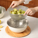 Axyaa Stainless Steel Strainer Colander Set with Bamboo Cover - Mixing Bowl with Scale