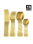 Axyaa Floral Pattern Stainless Steel Cutlery Set: Perfect for Kitchen, Dining Room, Hotel, Wedding.