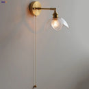Axyaa Modern Glass Wall Lamp with Pull Chain Switch for Living Room
