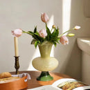 Cream Green Lily Flower Mouth Base Wind Lamp Vase by Axyaa.