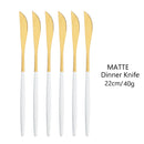 Axyaa 6-Piece Matte Dinner Knife Set Stainless Steel Cutlery Gold Silverware