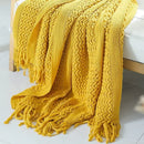 Axyaa Knitted Throw Blanket with Tassels - Soft, Cozy, Lightweight for Home