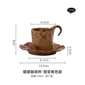 Axyaa Pleated Ceramic Coffee Cup and Saucer Set, Hand Punch Hanging Ears, Japanese Light Luxury