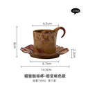 Axyaa Pleated Ceramic Coffee Cup and Saucer Set, Hand Punch Hanging Ears, Japanese Light Luxury