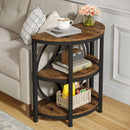 Axyaa Industrial 3-Tier Half Round End Table, Metal Frame Living Room Side Table