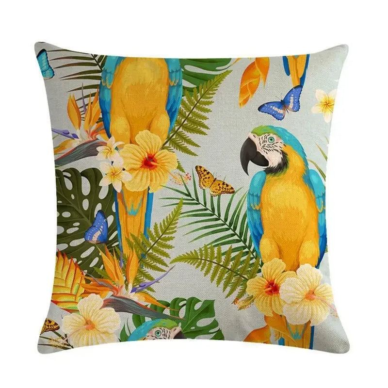 Axyaa Tropical Plant Design Linen Pillowcase Floral Print 45*45cm