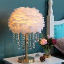 Nordic Feather Crystal Table Lamp by Axyaa - Luxury Bedroom Decor
