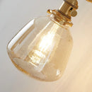 Axyaa Clear Glass LED Wall Sconce, Modern Bedroom Bedside Lamp, Pull Chain, Rotate Copper Socket