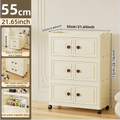 Axyaa 55cm Large Double-Door Storage Cabinet with Swivel Casters, 3-6 Tier for Home Organization
