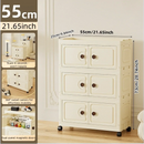 Axyaa 55cm Large Double-Door Storage Cabinet with Swivel Casters, 3-6 Tier for Home Organization