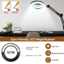 Axyaa LED Magnifying Glass Light Clamp | 3 Color Modes Dimmable Lens Magnifier
