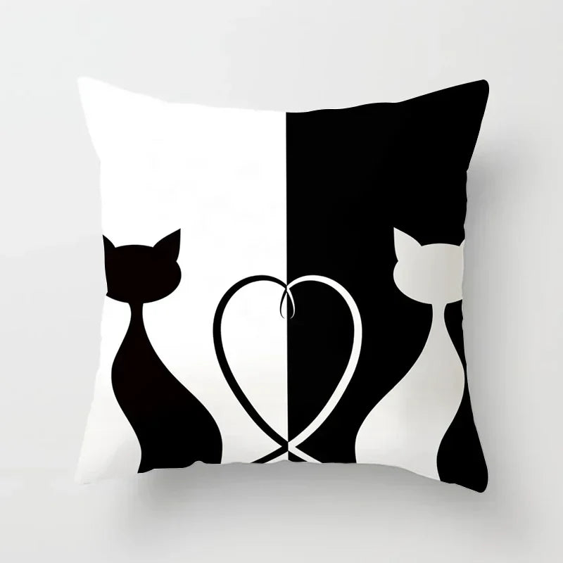 Axyaa Cat Sofa Pillow Cover - Cartoon Style Home Decor Pillowcase