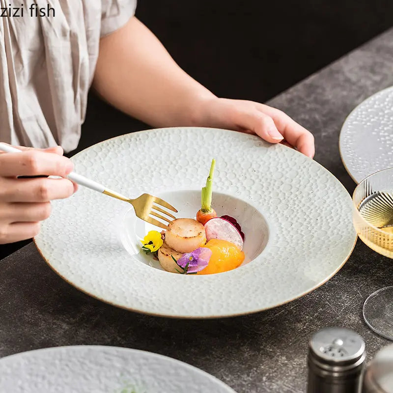 Axya Stone Pattern Ceramic Dinner Plate Set of 4