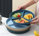 Axyaa Wheat Straw 3-Grid Meal Plate with Vegetable Plate - Breakfast, Salad, Snack Plate